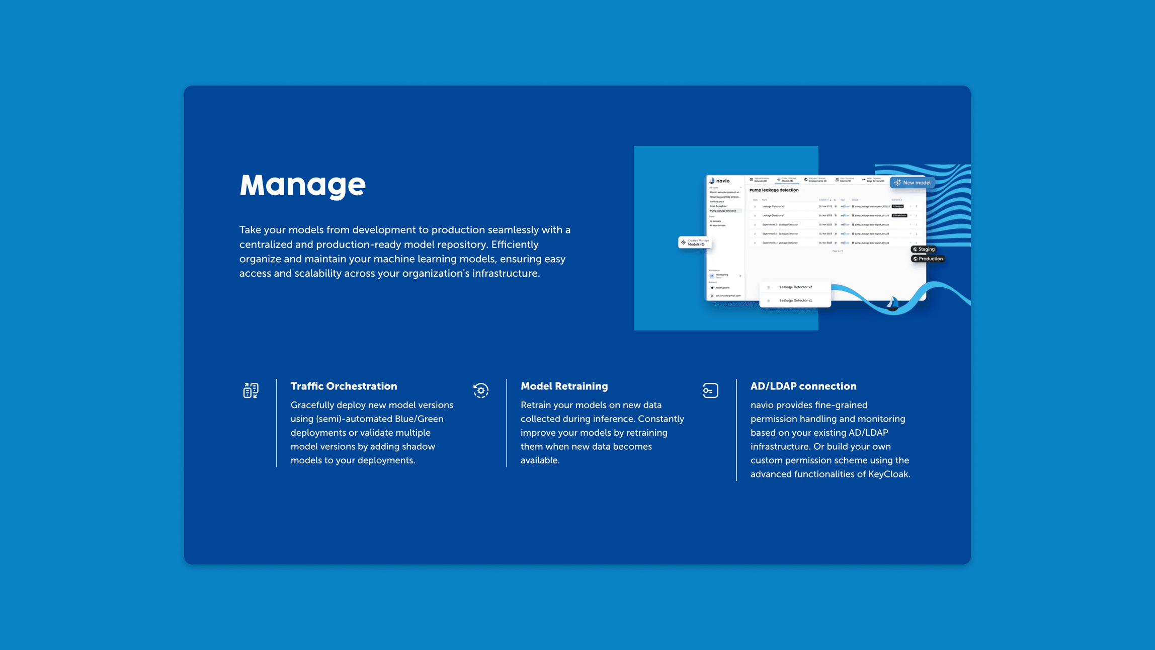 Website-Modul über das Produkt navio und wie es verwaltet werden kann © goodmatters